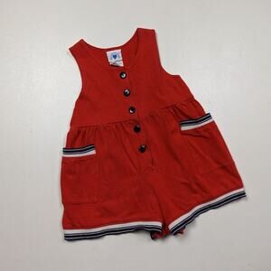 Vintage Hartstrings Romper Girls Size 18-24m Red Shortalls